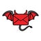 Devil mail message with wings design illlustration