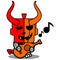 Devil pumpkin mascot costume guitar