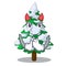 Devil realistic fir tree in snow mascot