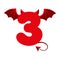 Devil red 3 number with wings for ui games.