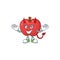 Devil red apple funny character for vegetarian cartoon