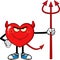 Devil Red Heart Cartoon Character Deviled Fire Cartoon Character Holding Ð Trident