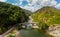 Devil`s Bridge or Dyavolski most in the Rhodope Mountains, Bulgaria. Panoramic view