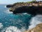 Devil`s tears - the most popular tourist destination of Nusa lambongan, Bali, Indonesia. Incredible view of the water hitting t