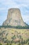 Devil`s Tower monument in northeast Wyoming, USA. Travel America. Vertical layout.