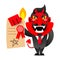 Devil showing the contract for your signature.Vector