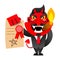 Devil showing the contract for your signature.Vector