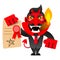 Devil showing the contract for your signature.Vector