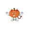 Devil tangerine cartoon mascot on white background