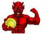 Devil Tennis Sports Mascot Holding Ball