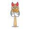 Devil wooden fork mascot cartoon