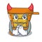 Devil wooden trolley mascot cartoon