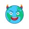 Devil world globe isolated emoticon