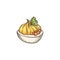 Deviled egg drawing - gourmet starter food or appetizer filled stuffing