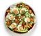 Deviled egg salad from above over white