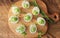 Deviled eggs appetizer with avocado