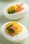Deviled eggs with smoked salmon and chives