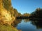 Devils Cave Rocks: the largest basset or outcrop in the Pikene cliffs, ancient cult place in Sigulda, Gauja National park, Latvia