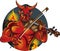 The devils plays the fiddle,devil playing violin