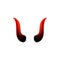 Devils red and black horns icon realistic vector illustration isolated on white.