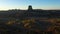 Devils Tower Butte at Sunset. Crook County Landscape, Wyoming. Aerial View