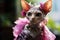 Devon Rex Cat Dressed As A Fairy At Work