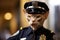 Devon Rex Cat Dressed As A Police Officer At Work