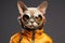 Devon Rex Cat Dressed As A Robot On