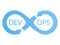 DevOps logotype. Sign of infinity with arrows blue