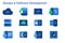 Devops software development icon set coding programming cloud computing server repository