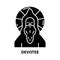 devotee icon, black vector sign with editable strokes, concept illustration