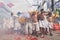 Devotees of a Chinese Taoist shrine carry a palanquin housing a