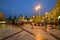 Devotees standing & sitting at Crowded Shwedagon Pagoda in the evening during sunset