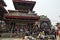 Devotees worshipping Kal Bhairav at Kathmandu Durbar Square in Kathmandu, Nepal