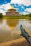 Dewan Undangan Negeri Sarawak. Sarawak State Legislative Assembly in Kuching, Sarawak, Malaysia. Monument to the crocodile.