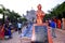 Dewas, India, 09-11-2019, the statue of Swami Vivekananda which is located in Dewas city, famous sayaji gate of dewas city in the