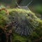 Dewy Spiderweb in Forest Mist