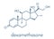 Dexamethasone glucocorticoid drug. Steroid drug with anti-inflammatory and immunosuppressant properties. Skeletal formula.