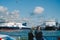 DFDS ships in Klaipeda International Ferry Terminal., Lithuania