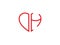 DH Initial heart shape Red colored love logo