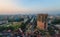 Dhaka,Bangladesh-11.24.2020: Top view Metro rail station under construction with a shopping mall also under construction in Mirpur