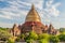 Dhammayazika Pagoda in Bagan, Myanmar. Pagoda is under a scaffolding because of repairs after the earthquake of 201