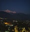 Dharamsala city Twilight view of snow peak Himalayas India