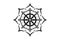Dharma wheel logo icon. Buddhism sacred lotus flower symbol. Dharmachakra, eight petals. Vector illustration isolated on white