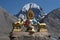 Dharmachakra on the roof of Buddhist monastery Driraphuk gompa.