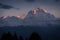 Dhaulagiri mountain peak in a morning sunrise at Poonhill, ABC,