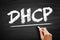 DHCP - Dynamic Host Configuration Protocol is a network management protocol used on Internet Protocol networks for automatically