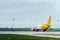 DHL Express Global Forwarding Deutsche Post plane departure runway take off Borispol International Airport Kyiv, Ukraine May 01,