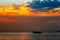 A Dhow is anchored in West Bay, Doha, Qatar