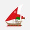 Dhow or Dawa or daw the traditional sailing vessels with Oman flag masts with settee or lateen sails used in the Gulf